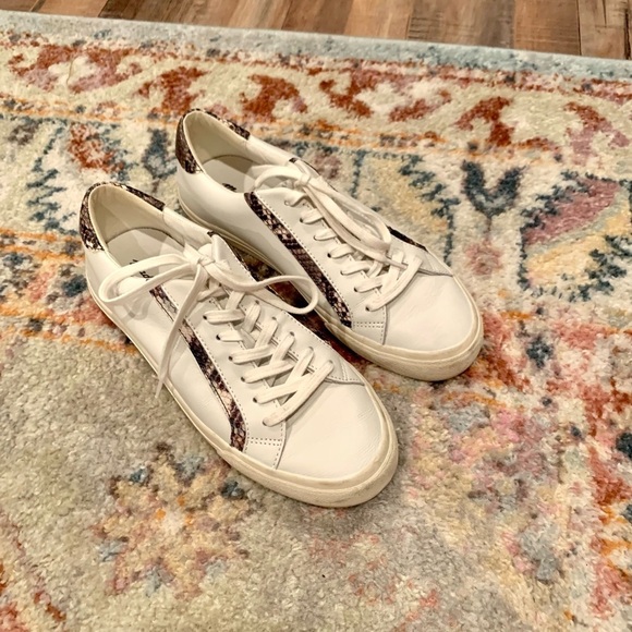 Madewell White Sidewalk Low-Top Sneakers in Snake Embossed Leather Size 9 - Picture 1 of 9